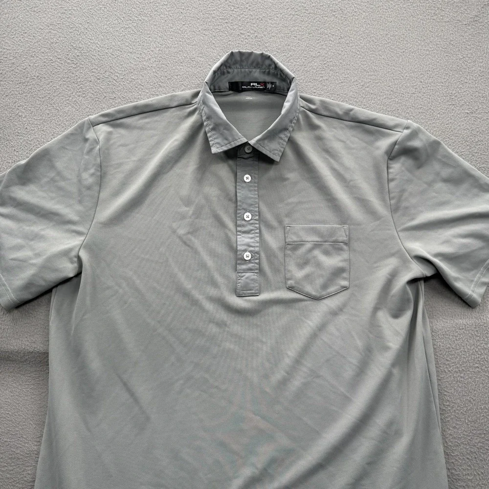 RLX Ralph Lauren Polo Shirt Mens Medium Gray Wicking Golf Performance Stretch
